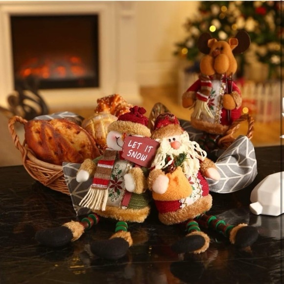 Sumind 3-Piece Christmas Santa Claus, Snowman & Reindeer Ornament Set - Long Leg - Picture 4 of 6